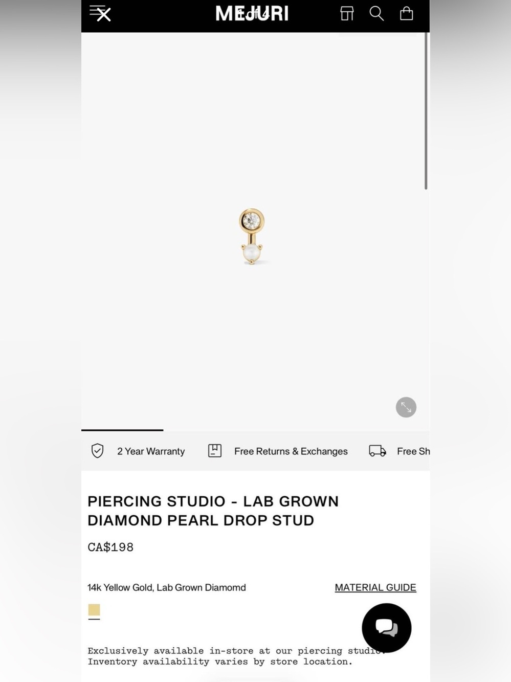 MEJURI LAB GROWN DIAMOND PEARL DROP STUD